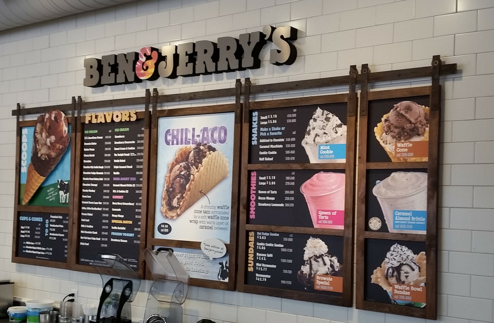 Ben & Jerry's menu boards